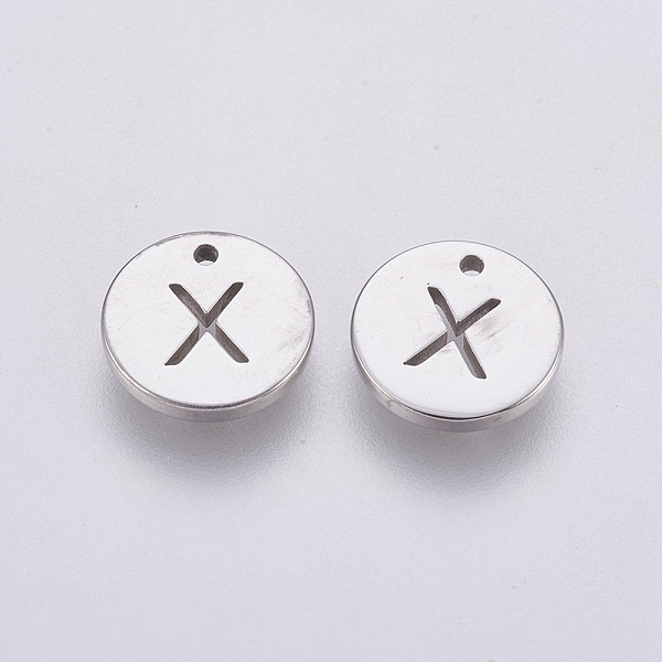 

PandaHall 304 Stainless Steel Charms, Flat Round with Letter, Stainless Steel Color, Letter.X, 10x1mm, Hole: 1mm 304 Stainless Steel Letter...