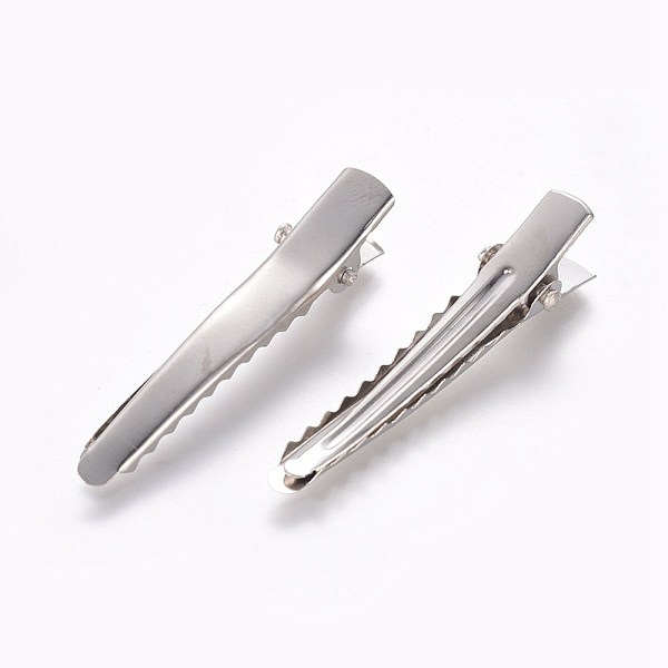 

PandaHall Iron Alligator Hair Clip Findings, Platinum, 45x10x0.3~11mm Iron