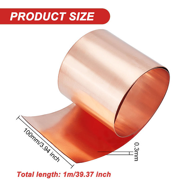

PandaHall Copper Sheet, Rose Gold, 100x0.3mm Copper