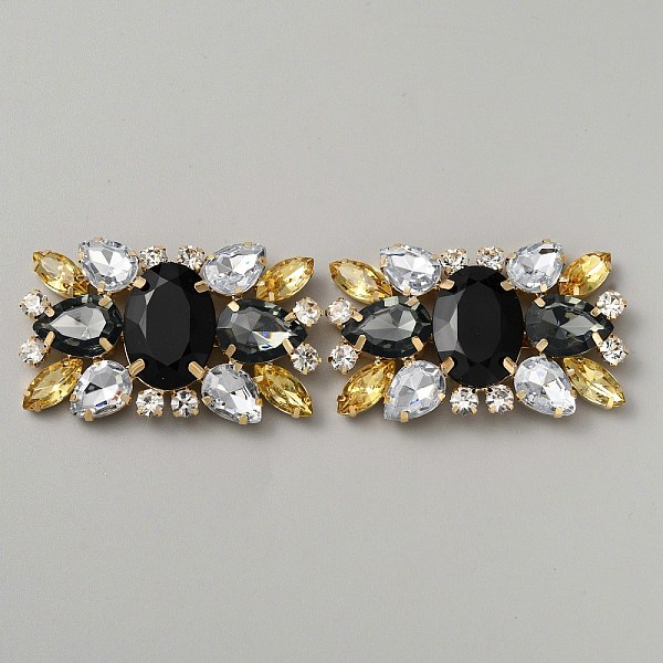 

PandaHall Alloy Rhinestone Shoe Decorations, Detachable Shoe Buckle Clips, with Iron Findings, Rectangle Flower, Light Gold, 34x59x10.5mm...