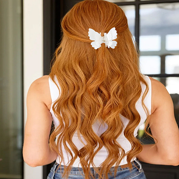 ダブルバタフライシェイプセルロースアセテート（樹脂）クローヘアクリップ1個