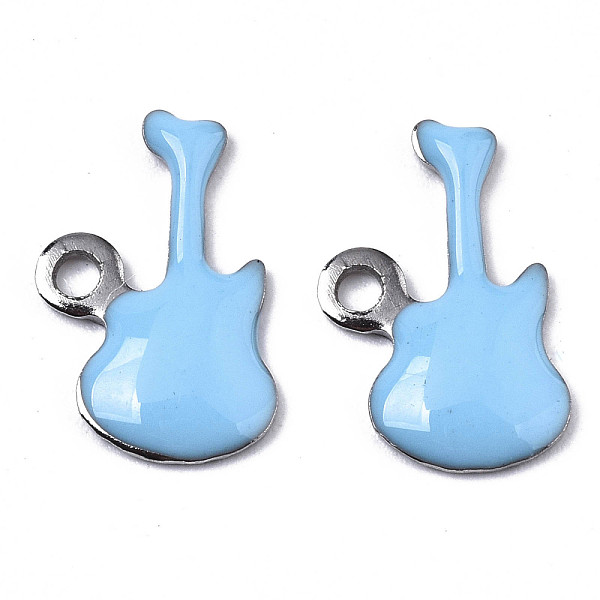 

PandaHall 201 Stainless Steel Enamel Charms, Guitar, Stainless Steel Color, Light Sky Blue, 15x9x2mm, Hole: 1.6mm Stainless Steel+Enamel...