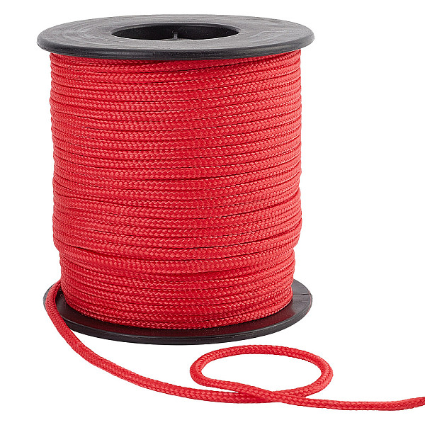 

PandaHall Nylon Braided Cords, Round, Red, 3mm, about 54.68 Yards(50m)/Roll Nylon Red