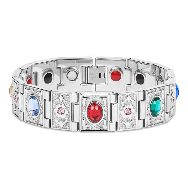 

PandaHall SHEGRACE 304 Stainless Steel Watch Band Bracelets, with Grade AAA Cubic Zirconia, Stainless Steel Color, 8-5/8 inch(22cm) Cubic...