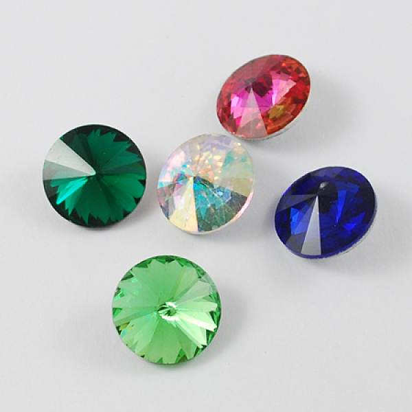 

PandaHall Glass Pointed Back Rhinestone, Rivoli Rhinestone, Back Plated, Cone, Mixed Color, 12x6mm Glass Rhinestone Cone Multicolor