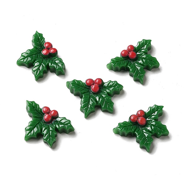 

PandaHall Christmas Opaque Resin Cabochons, Holly Leaves, Green, 18x25x5.5mm Resin Holly Leaves Green