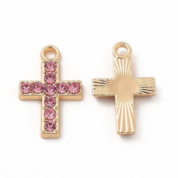 

PandaHall Rack Plating Eco-friendly Alloy Rhinestone Pendants, Religion Cross Charm, Golden, Light Rose, 16x10x2mm, Hole: 1.6mm..., Pink