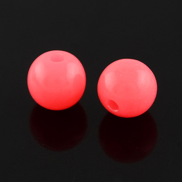 

PandaHall Fluorescent Acrylic Beads, Round, Light Coral, 6mm, Hole: 1.5mm, about 385pcs/50g Acrylic Round