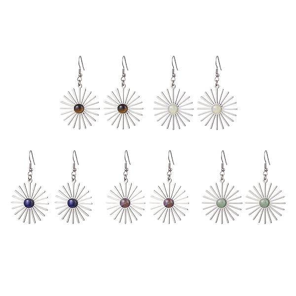 

PandaHall Star 201 Stainless Steel Natural Gemstone Dangle Earrings for Women, with 304 Stainless Steel Earring Hooks, Stainless Steel Color...