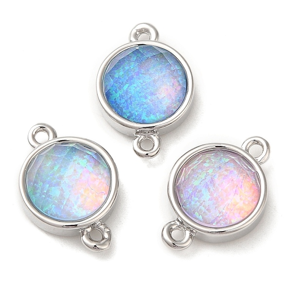 

PandaHall Synthetic Opal Connector Charms, Rack Plating Brass Flat Round Links, Platinum, Mixed Color, 17.5x11.5x6mm, Hole: 1.4mm Brass Flat..., Multicolor
