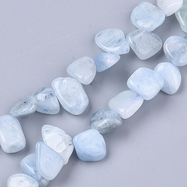 

PandaHall Natural Aquamarine Beads Strands, Nuggets, 8~20x5~15x4~8mm, Hole: 1mm, about 50~55pcs/Strand, 15.35 inch(39cm) Aquamarine Nuggets
