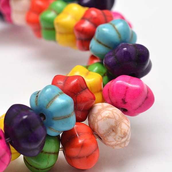 

PandaHall Dyed Synthetic Turquoise Bead Strands, Pumpkin, Colorful, 12x8mm, Hole: 1mm, about 868pcs/1000g Synthetic Turquoise Pumpkin