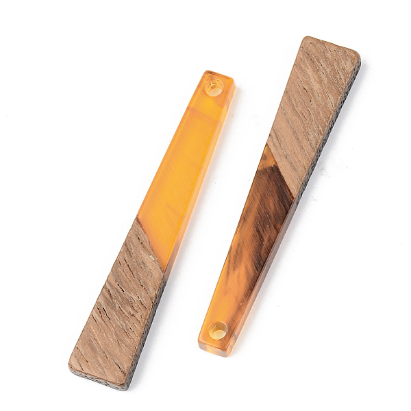 

PandaHall Resin & Walnut Wood Pendants, Trapezoid, Orange, 44.5x8x3mm, Hole: 2mm Resin+Wood Trapezoid Orange
