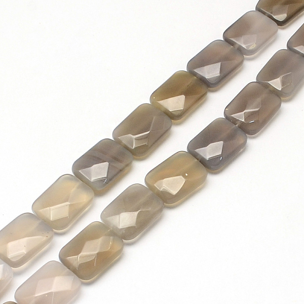 

PandaHall Faceted Rectangle Natural Grey Agate Beads Strands, 16x12~13x5~6mm, Hole: 1mm, about 13pcs/strand, 8.26 inch Grey Agate Rectangle