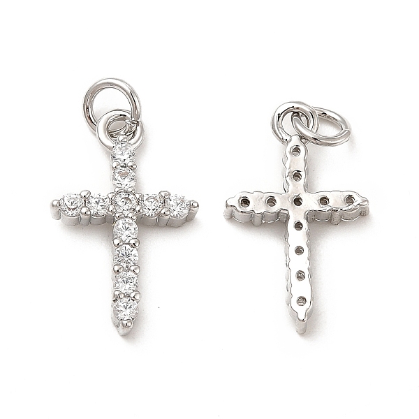 

PandaHall Brass Micro Pave Cubic Zirconia Pendants, with Jump Ring, Religion Cross Charm, Platinum, 18.5x11.5x3mm, Hole: 3.3mm Brass+Cubic..., Clear