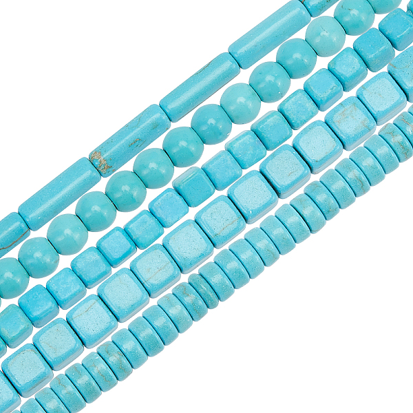 

PandaHall OLYCRAFT 726 Pcs Turquoise Beads Turquoise Round Loose Beads 5 Styles Flat Round Cube Disc Gemstone Beads for Bracelets Necklace..., Green