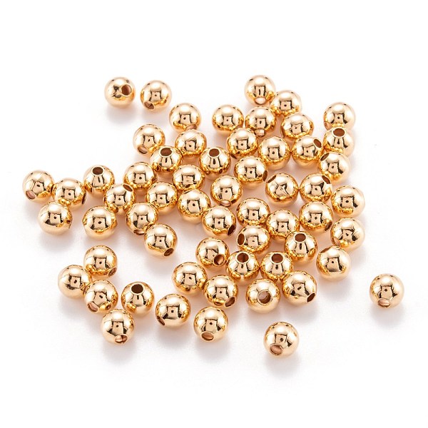 

PandaHall Brass Spacer Beads, Long-Lasting Plated, Round, Real 18K Gold Plated, 6mm, Hole: 2mm Brass Round