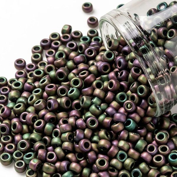 

PandaHall TOHO Round Seed Beads, Japanese Seed Beads, (709) Matte Color Iris Violet, 8/0, 3mm, Hole: 1mm, about 220pcs/10g Glass Purple