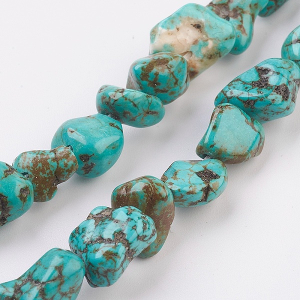 

PandaHall Natural Magnesite Beads Strands, Dyed & Heated, Nuggets, Light Sea Green, 5~13x5~10x4~9mm, Hole: 1mm, about 43pcs/strand, 15.5...