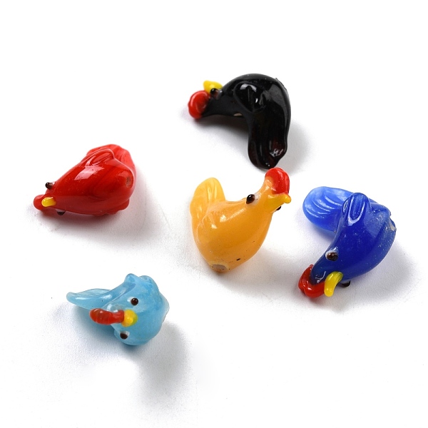

PandaHall Handmade Lampwork Beads, Rooster, Mixed Color, 19~24x9.5~11x17~20mm, Hole: 1.8~2.4mm Lampwork Rooster Multicolor