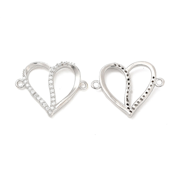 

PandaHall Brass Micro Pave Clear Cubic Zirconia Connector Charms, Heart Links, Platinum, 17.5x22x3mm, Hole: 1.4mm Brass+Cubic Zirconia Heart...