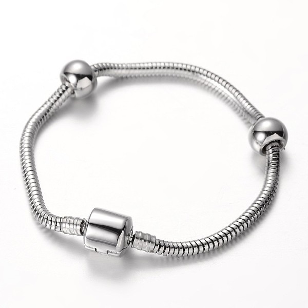 

PandaHall 304 Stainless Steel European Style Snake Chains Bracelet Making, with European Clasps, Stainless Steel Color, 180x3mm Stainless...