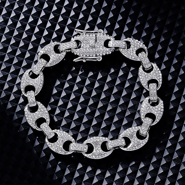 Bracelets hip-hop en alliage micro pavé de zircons cubiques pour femmes