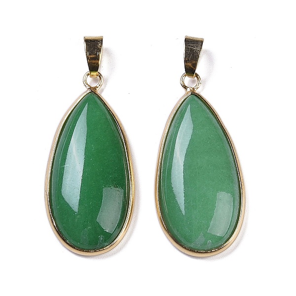 

PandaHall Natural Green Aventurine Pendants, Teardrop Charms, with Brass Findings, Golden, 38x18x6.5mm, Hole: 7.5x4.5mm Green Aventurine...