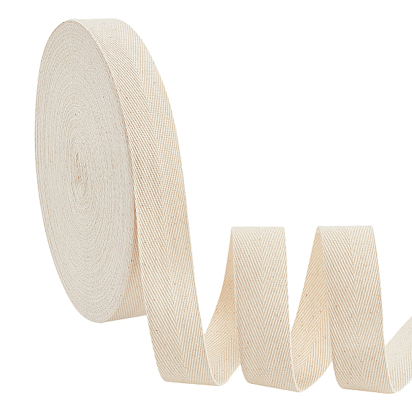 

PandaHall 54.68 Yards(50m)/Roll Cotton Tape Ribbons, 30mm Wide Antique White Herringbone Cotton Webbings Flat Cotton Herringbone Cords for..., Gold