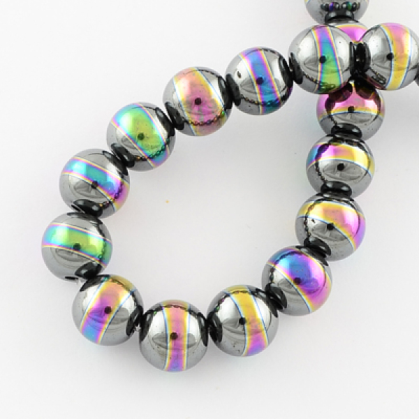 

PandaHall Non-magnetic Synthetic Hematite Beads Strands, Grade A, Round Beads for Jewelry Making, Multi-color Plated, 10mm, Hole: 2mm..., Black