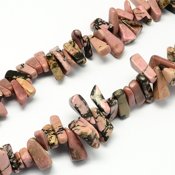 

PandaHall Natural Rhodonite Stone Bead Strands, Chip, 12~20x6~10x3~10mm, Hole: 1mm, about 104pcs/strand, 15.7 inch Rhodonite Chip
