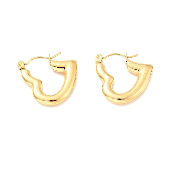 

PandaHall Ion Plating(IP) 304 Stainless Steel Heart Hoop Earrings for Women, Golden, 20x20x3mm, Pin: 0.8mm 304 Stainless Steel Heart