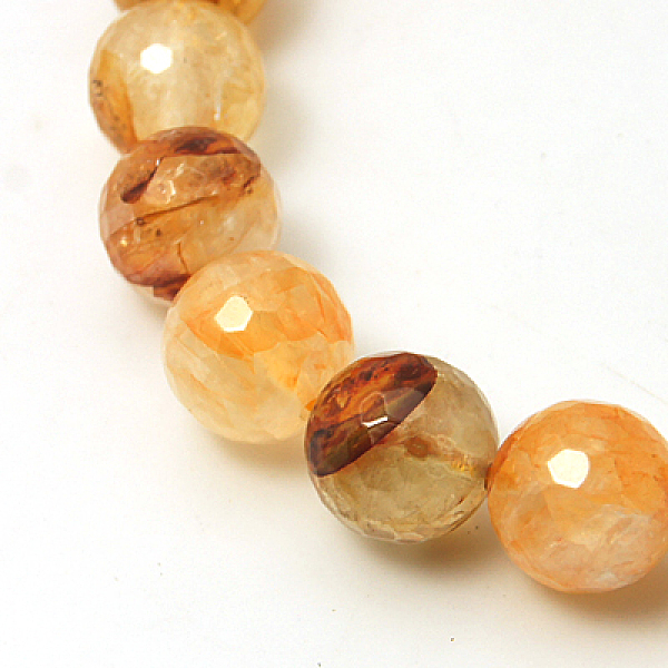 

PandaHall Natural Yellow Hematoid Quartz Beads Strands, Ferruginous Quartz, Faceted, Round, 8mm, Hole: 1mm, about 38pcs/strand, 14.9 inch...