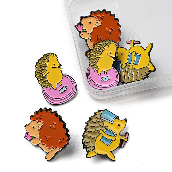 

PandaHall 6Pcs 3 Style Hedgehog with Book Enamel Pin, Cute Animal Alloy Enamel Brooch for Backpack Clothes, Electrophoresis Black, Mixed..., Multicolor