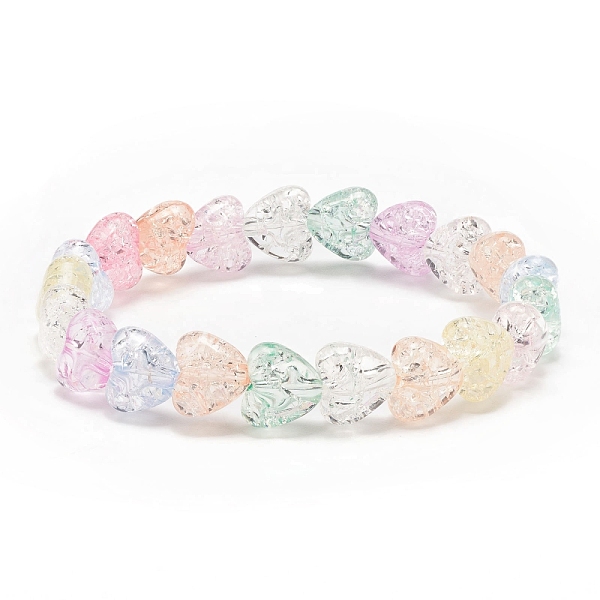 Pulsera Elástica Con Cuentas De Corazón Acrílico Color Caramelo Para Mujer