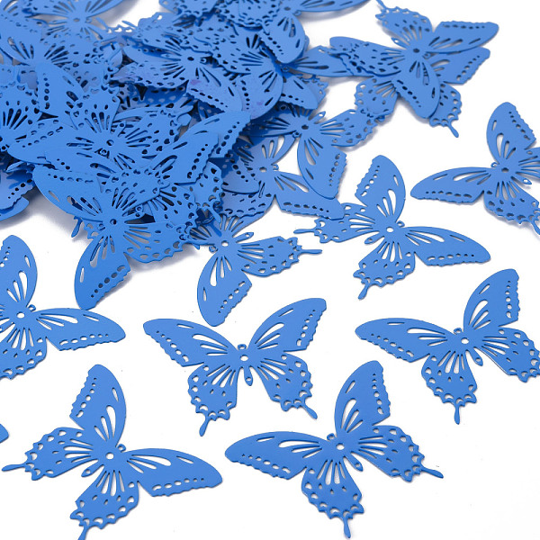 

PandaHall Spray Painted 430 Stainless Steel Filigree Joiners Links, Etched Metal Embellishments, Butterfly, Cornflower Blue, 35x44x0.4mm...