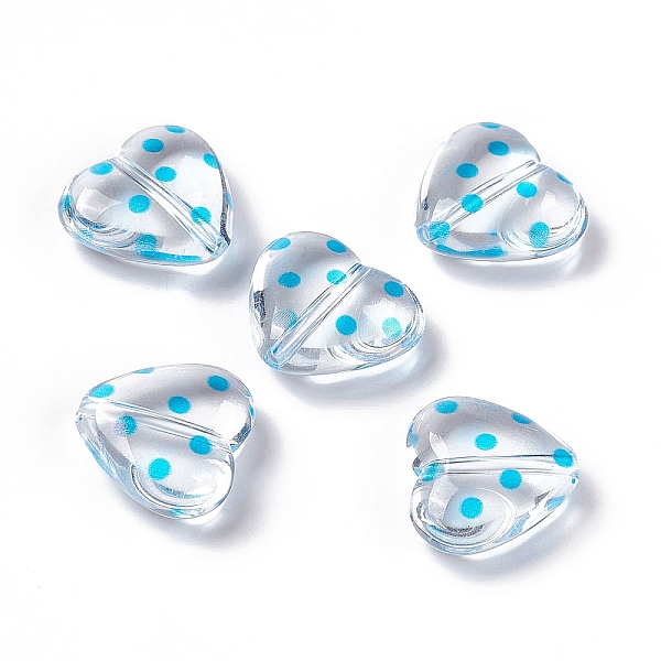 

PandaHall Transparent Acrylic Beads, Heart with Polka Dot Pattern, Clear, Deep Sky Blue, 15.5x17.5x6mm, Hole: 1.7mm Acrylic Polka Dot