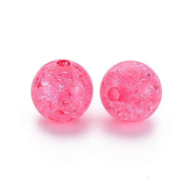 

PandaHall Transparent Crackle Acrylic Beads, Round, Fuchsia, 14x13mm, Hole: 2.5mmhole: 2.5mm, about 340pcs/500g. Acrylic Round Pink