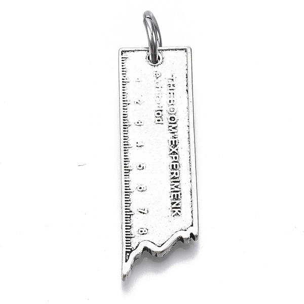 

PandaHall Tibetan Style Alloy Pendants for Teachers' Day, with Iron Loops, Broken Ruler, Rectangle, Antique Silver, 39.5x12x1.5mm, Jump...