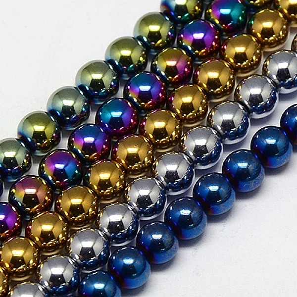 

PandaHall Electroplate Non-magnetic Synthetic Hematite Beads Strands, Round, Grade A, Mixed Color, 6mm, Hole: 1.2mm, about 65pcs/strand, 16...