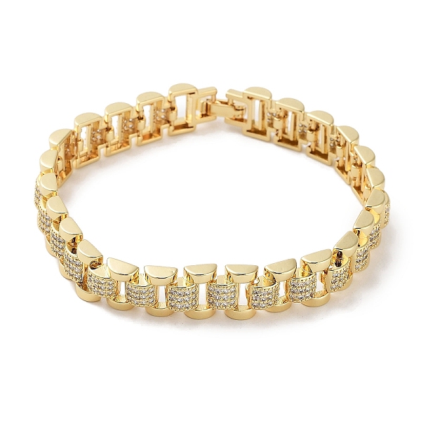 

PandaHall Rack Plating Brass Pave Clear Cubic Zirconia Rectangle Link Chain Bracelets for Women, Cadmium Free & Lead Free, Long-Lasting...