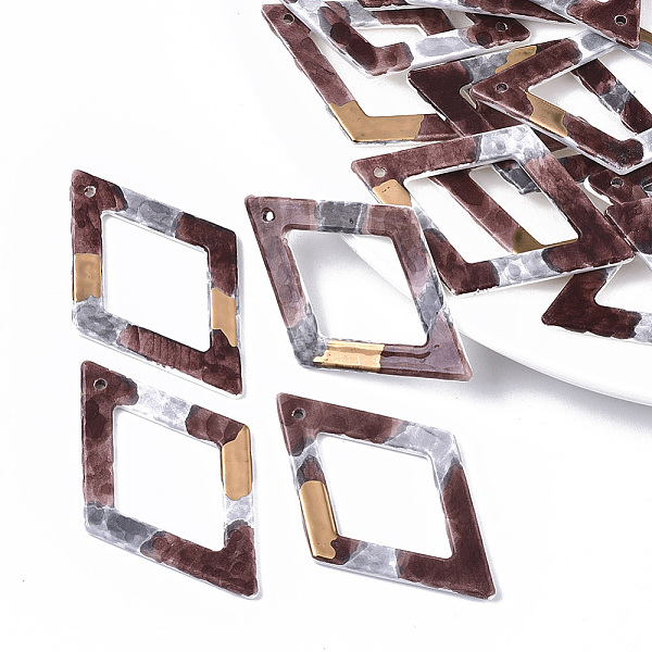 

PandaHall Handmade Porcelain Big Pendants, Ornamental with Gold, Rhombus, Coconut Brown, 54.5x35x2.5mm, Hole: 1.8mm Porcelain Rhombus Brown