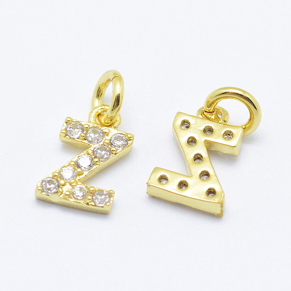

PandaHall Brass Micro Pave Grade AAA Cubic Zirconia Charms, Letter Z, Cadmium Free & Nickel Free & Lead Free, Real 18K Gold Plated...