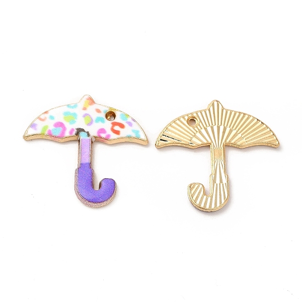 

PandaHall Alloy Enamel Pendants, Cadmium Free & Nickel Free & Lead Free, Golden, Umbrella Charm, Purple, 20.5x21x1.5mm, Hole: 1mm...