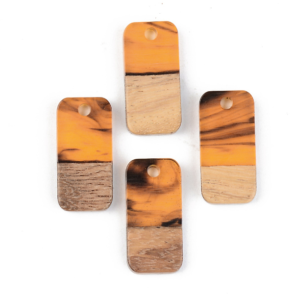 

PandaHall Resin & Walnut Wood Pendants, Rectangle, Orange, 21.5x10x3mm, Hole: 2mm Resin+Wood Rectangle Orange