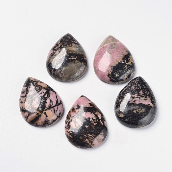 

PandaHall Natural Rhodonite Cabochons, teardrop, 30x22x6~7mm Rhodonite Teardrop