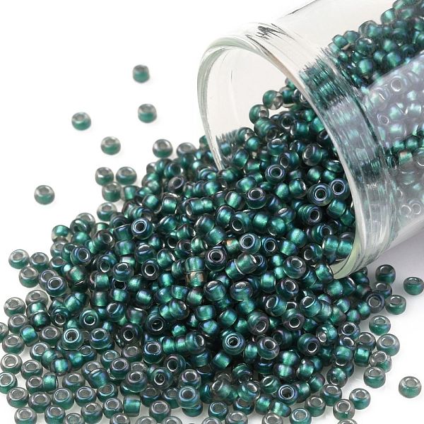 

PandaHall TOHO Round Seed Beads, Japanese Seed Beads, (270F) Matte Teal Lined Crystal, 11/0, 2.2mm, Hole: 0.8mm, about 5555pcs/50g Glass..., Cyan