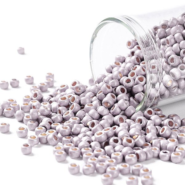 

PandaHall TOHO Round Seed Beads, Japanese Seed Beads, (PF554F) PermaFinish Lavender Metallic Matte, 8/0, 3mm, Hole: 1mm, about..., Purple