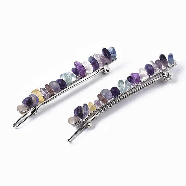 

PandaHall Platinum Plated Alloy French Hair Barrettes, with Natural Mixed Gemstone Chips, Cadmium Free & Lead Free, 67x10~11x12mm Mixed...