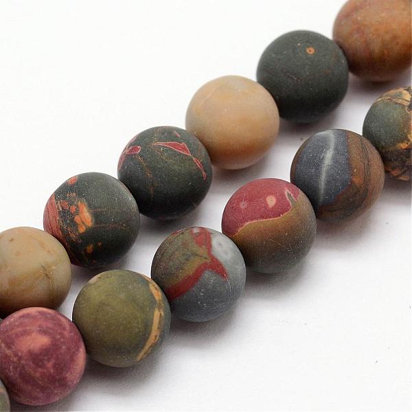 

PandaHall Natural Polychrome Jasper/Picasso Stone/Picasso Jasper Frosted Bead Strands, Round, 8mm, Hole: 1mm, about 24pcs/strand, 7.7 inch...
